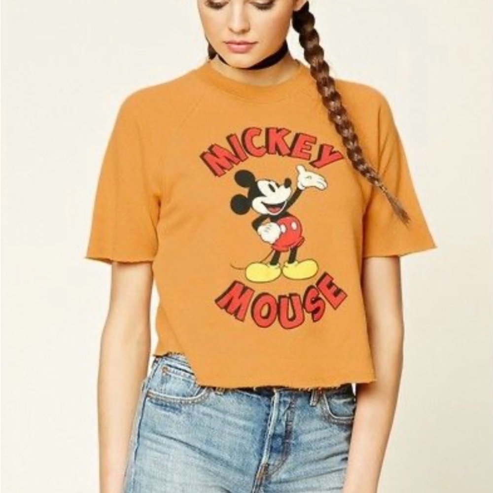 Disney Mickey Mouse Graphic Crop Tee - Orange